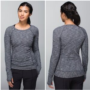 Lululemon Race Your Pace Long Sleeve Coco Pique Black Gray Grey Size 2